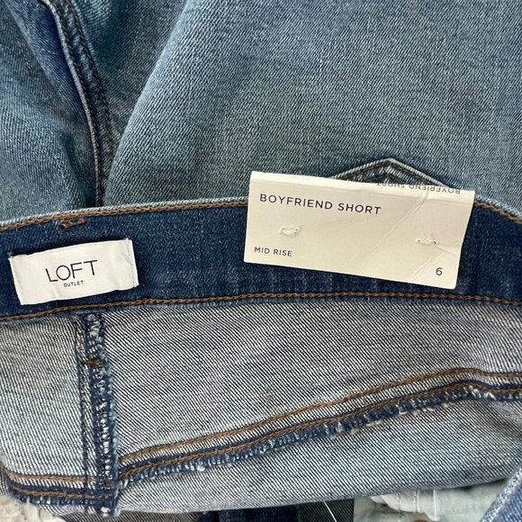Loft Outlet Womens Size 6 Blue Jean Boyfriend Shorts Mid Rise NWT - Picture 2 of 7